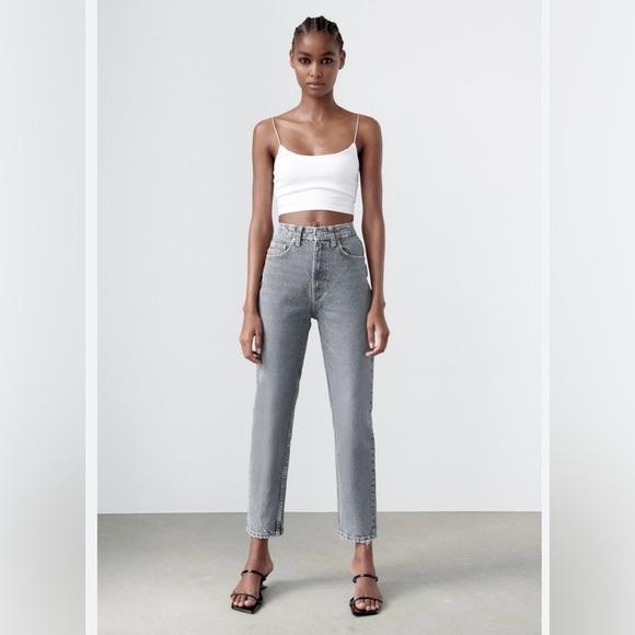 Zara Denim - ZARA-HIGH WAIST - MOM Jean- ANKLE LENGTH —EUC-Sz 4-Gray-washed black☀️🖤